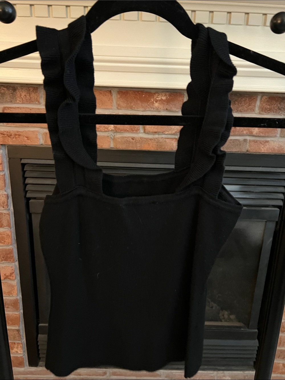 mine Black Ruffle Strap Tank Top - Picture 2 of 5